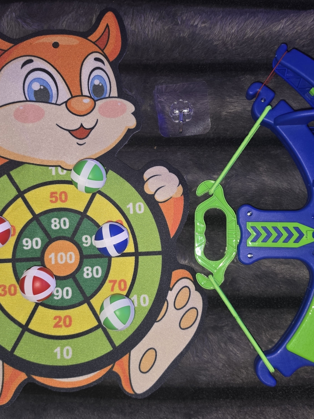 Kids Velcro Dartboard and Bow Toy Set - Blue & Green